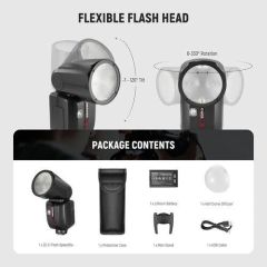 Neewer Z2-C Yuvarlak Başlıklı Bataryalı Tepe Flaşı Difüzör Kit (Canon)