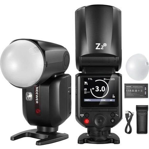 Neewer Z2-S Yuvarlak Başlıklı Bataryalı Tepe Flaşı Difüzör Kit (Sony)