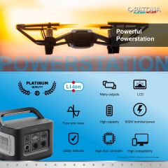 Patona 9982 Platinum Portable Powerstation 600Wh 600W/230V USB5V/2.4A DC12V/10A ((Premium GaN PD65W Adapter Hediye )