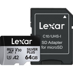 Lexar 64GB UHS-I microSDXC V30 4K Silver Plus Professional Hafıza Kartı