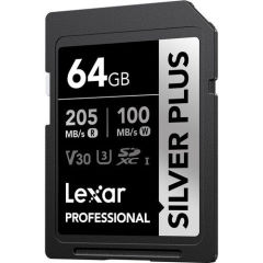 Lexar Professional 64GB 205 MB/s Silver Plus SD Hafıza Kartı
