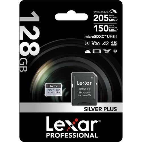 Lexar 128GB UHS-I microSDXC V30 Silver Plus Professional Hafıza Kartı