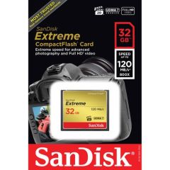SanDisk 32GB Extreme CompactFlash 120MB/s Hafıza Kartı (2'li Paket)