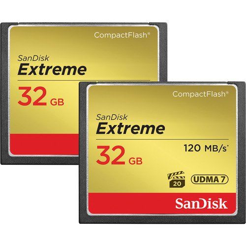 SanDisk 32GB Extreme CompactFlash 120MB/s Hafıza Kartı (2'li Paket)