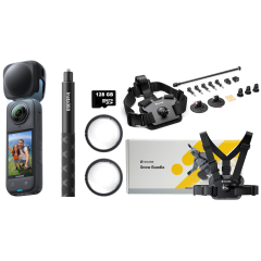 Insta360 X4 Aksiyon Kamera + Snow Bundle + 114cm Selfie Stick + 128GB MicroSDXC Hafıza Kartı