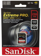 SanDisk 256GB Extreme PRO UHS-I SDXC 200MB/s V30 Hafıza Kartı